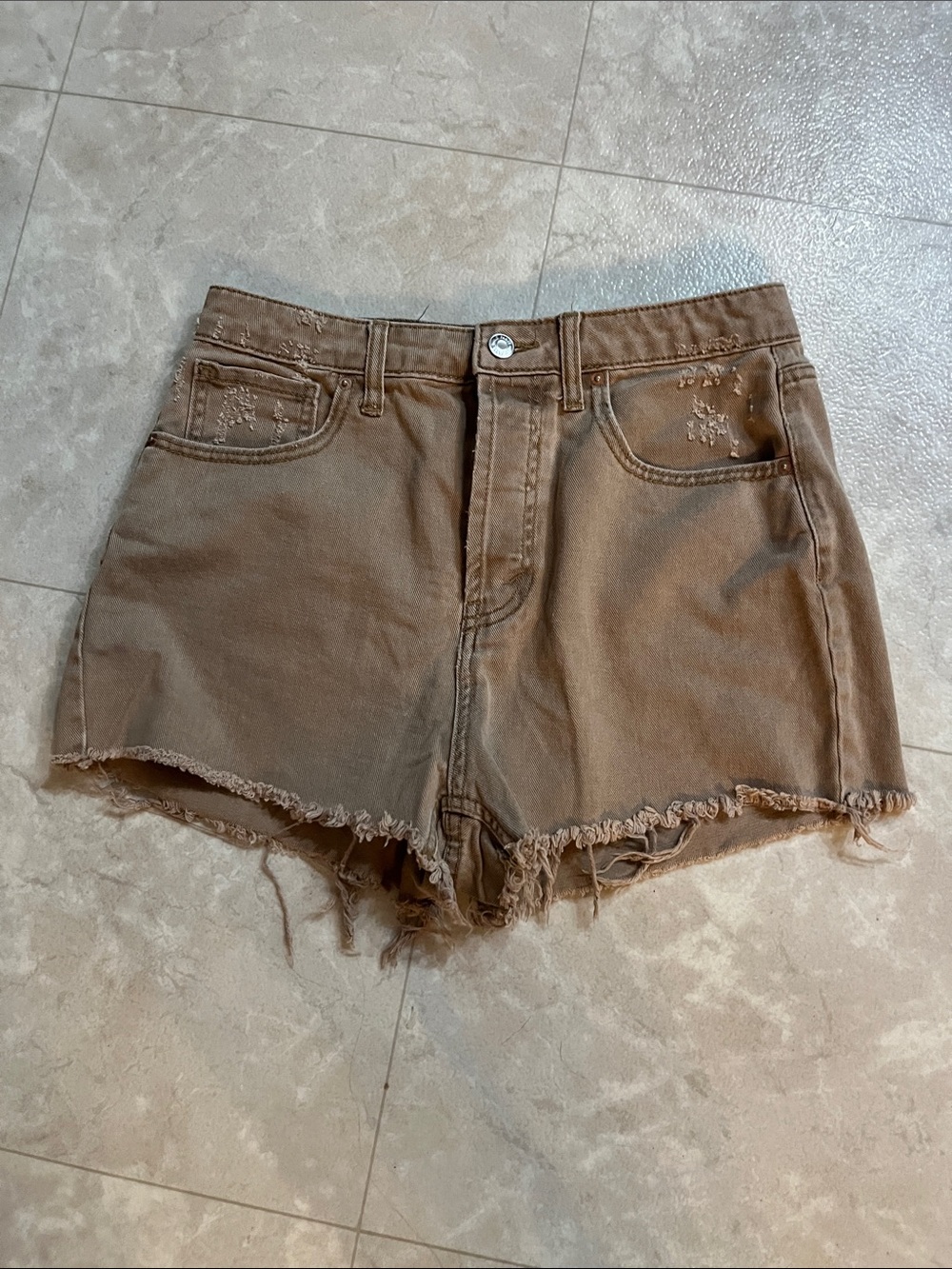 wild fable Brown Distressed High-Rise Denim Shorts 6